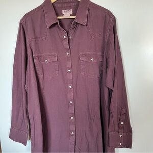 Ariat REAL Women’s Western Snap Shirt – Plum, Size 3X